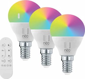 Immax NEO 07745CDO - Set de 3 becuri LED RGB+CCT reglabile E14/6W/230V Wi-Fi+telecomandă
