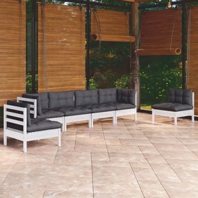 vidaXL Set mobilier de grădină cu perne, 6 piese, lemn masiv de pin