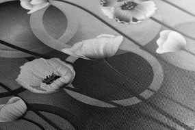 Tablou maci pe un fundal abstract în design alb-negru