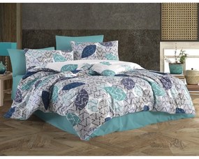 BedTex Lenjerie de pat din bumbac Linna turcoaz,140 x 200 cm, 70 x 90 cm