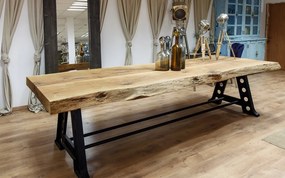 Masă stejar masiv Dining Murphy și Metal - 380x100cm