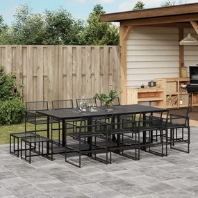 vidaXL Set mobilier de grădină, 13 piese, negru, poliratan