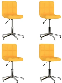 3087611 vidaXL Scaune de bucătărie pivotante 4 buc. galben muștar textil