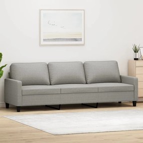 Canapea cu 3 locuri, gri deschis, 210 cm, material textil