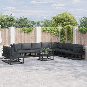 vidaXL Set de canapele pentru grădină 10 pcs Negru 353 x 283 x 71 cm