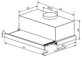 Hota incorporabila Crown CT6040IX, 65W, 353 m³/h, 2 trepte, Telescopic, Iluminare LED, Inox