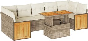 vidaXL Set canapele grădină cu perne 8 piese bej poliratan/lemn acacia
