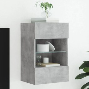 vidaXL Comodă TV de perete cu lumini LED, gri beton, 40x30x60,5 cm