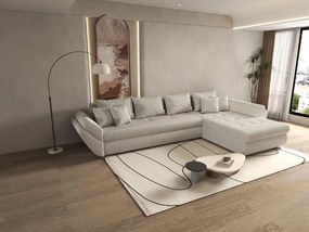 Colțar extensibil dumonde cu ladă de depozitare si sezut confortabil din spuma high-density, Loana XL Zoom Cream II 335x185 cm