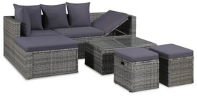vidaXL Set mobilier de grădină cu perne, 4 piese, gri, poliratan