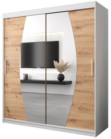 Dulap de haine 180 cm Eclipse (Alb mat + Stejar artisan). 1063415