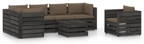 3068488 vidaXL Set mobilier de grădină cu perne, 7 piese, gri, lemn tratat