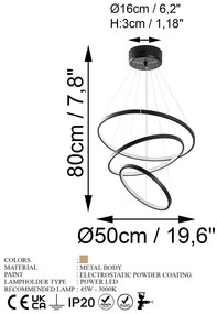 Lustră neagră LED ø 50 cm Simit – Opviq lights
