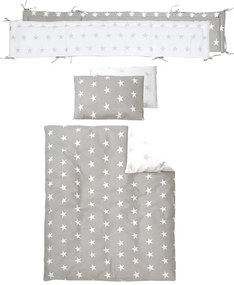 Pătuț alb cu roți și baldachin 60x120 cm Little stars – Roba