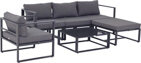 Outsunny set de mobilier de grădină 6 piese, canapele și scaune aluminiu, poliester, sticlă, gri pentu 4–5 persoane | Aosom Romania