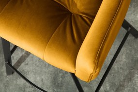 Neînvins Scaun de bar Loft catifea galben mustar