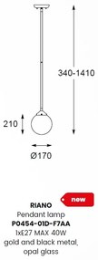 Lustra, Pendul modern modern RIANO auriu/ alb P0454-01D-F7AA ZL