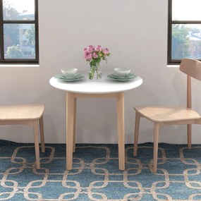 HOMCOM Masă de dining Masă de bucătărie Masă rotundă, design scandinav, 75 cm x 75 cm x 76 cm, Alb + natural | Aosom Romania