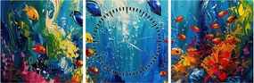 Tablou - Pictura lumii subacvatice (cu ceas) (90x30 cm)