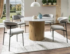 Scaun de dining bej ELTON cu picioare negre