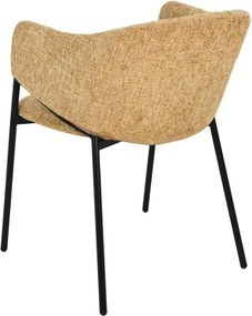 Set de 2 scaune aspect retro, Metal Negru, Chenille Galben, NOBLESSE A-47580 VC