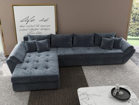 Colțar extensibil dumonde cu ladă de depozitare si sezut confortabil din spuma high-density, Loana XL Euphoria Grafit 335x185 cm