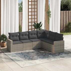 3251347 vidaXL Set mobilier grădină cu perne, 6 piese, gri, poliratan