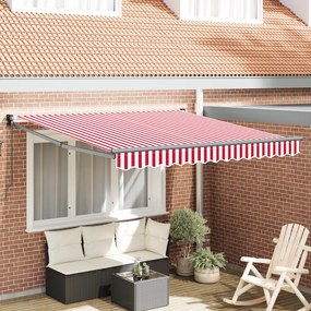 vidaXL Marchiză manuală retractabilă cu dungi roșii și albe 300x250 cm