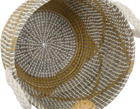 Set coșuri decorative pentru depozitare coral, din iarbă de mare și bumbac, 41×41×57 cm, „Coral"