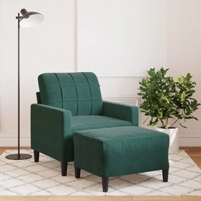 vidaXL Fotoliu canapea cu taburet, verde închis, 60 cm, catifea