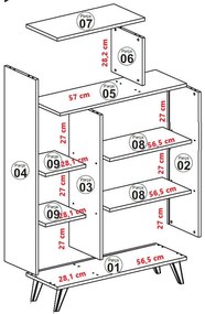 Biblioteca Form cu raft si Usa, Stil Scandinav, 90 x 132 x 32 cm