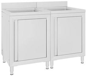 Dulap comercial pentru chiuveta, 2 buc., otel inoxidabil 1, 120 x 60 x 96 cm (chiuveta dubla)