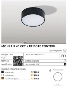 Plafoniera LED cu telecomanda MONZA R 40 CCT BK