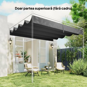 Outsunny Acoperiș Pergolă cu 8 Găuri de Drenaj, Material de Rezervă Pergolă din Poliester Respirabil, Doar Acoperire, 392x350 cm, UV30+, pentru Pergolă de Grădină 4x3m, Gri Închis | Aosom Romania