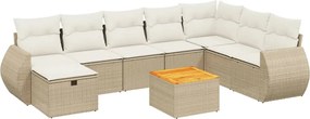 vidaXL Set canapele de grădină, 9 piese, cu perne, bej, poliratan