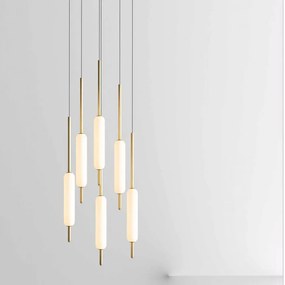 Lustra cu 6 pendule LED design LUX, fabricat manual TYPHA