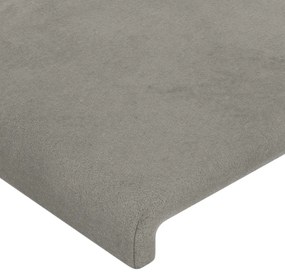 Tablie de pat cu aripioare gri deschis 203x23x78 88 cm catifea 1, Gri deschis, 203 x 23 x 78 88 cm