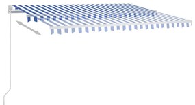 Copertina automata cu senzor vant  LED, albastrualb, 4x3,5 m Albastru si alb, 4 x 3.5 m