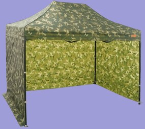 Pavilion de grădină 2x3m - din oțel, 3 pereţi laterali, Camuflaj