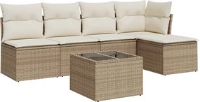 vidaXL Set canapele de grădină cu perne, 6 piese, bej, poliratan