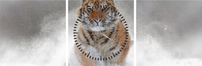 Tablou cutigru fugind prin zăpadă (cu ceas) (90x30 cm)