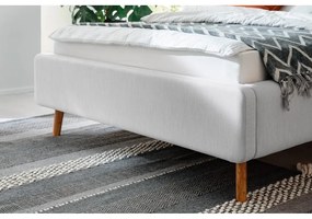 Pat matrimonial gri deschis tapițat cu spațiu de depozitare cu somieră 140x200 cm Lotte – Meise Möbel
