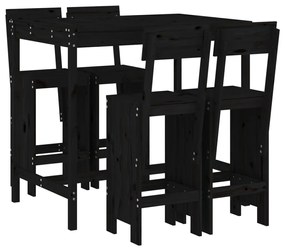3157809 vidaXL Set mobilier bar de grădină, 5 piese, negru, lemn masiv de pin