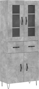 vidaXL Dulap înalt, gri beton, 69,5x34x180, lemn compozit