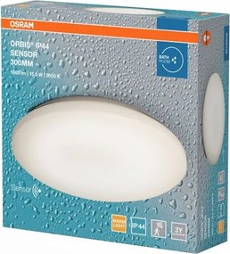 Plafonieră LED OSRAM ORBIS pentru baie, cu senzor integrat, 15,5 W, 230 V, Ø 30 cm, IP44, albă