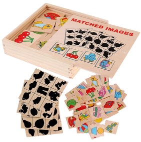 Joc de memorie si asociere din lemn Jocul Umbrelor cu obiecte JC02