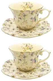 Serviciu Portelan Vintage 2 Cesti si farfurii, LILY