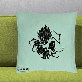 Perna Personalizata Dragon Ball Goku Super Saiyan Silueta, 40x40 cm, Verde Menta, Husa Detasabila, Perna Inclusa, BEKZ®