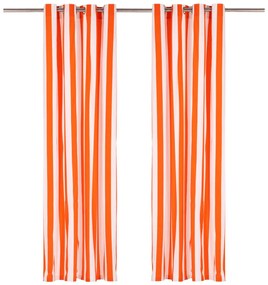 Perdele inele metalice 2 buc dungi portocalii 140x245 cm textil 1, dungi portocalii, 140 x 245 cm