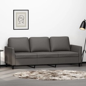 Canapea cu 3 locuri, gri, 180 cm, piele ecologica Gri, 200 x 77 x 80 cm